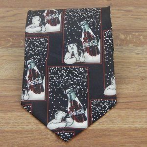Coca Cola Men's Neck Tie Polar Bear Snow Black Tie